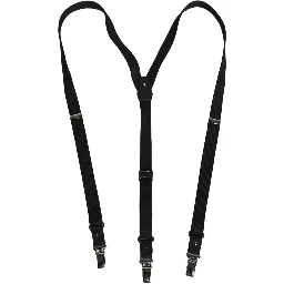 Black Cotton Leather Elastic Y-back Metal Clips Suspender