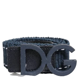 Blue Cotton Canvas DG Logo Metal Buckle Belt