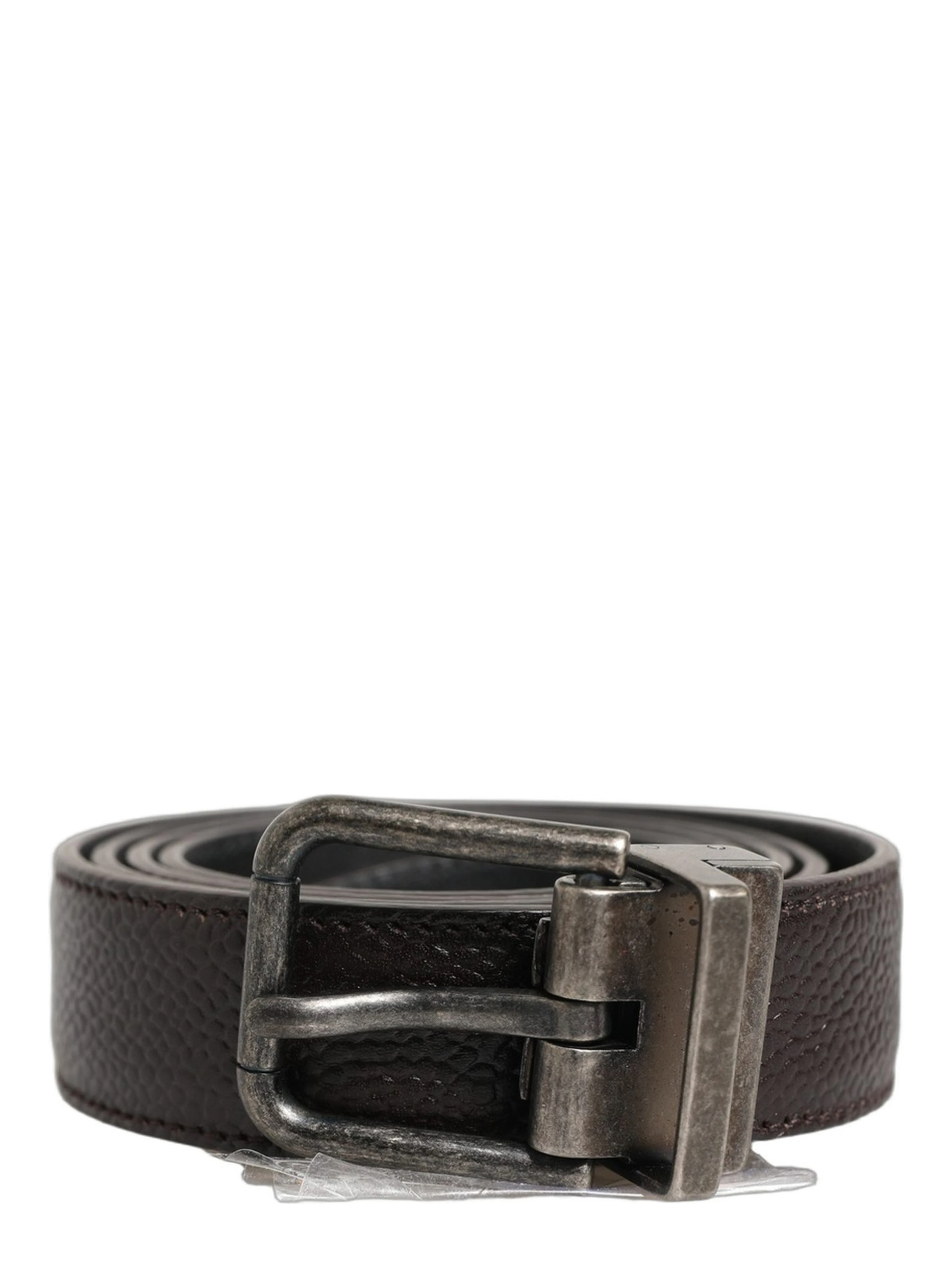 Brown Calf Leather Vintage Style Silver Buckle Belt