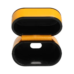 Case Yellow Calf Leather Logo Flip Holder Strap Airpods