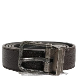 Brown Calf Leather Vintage Style Silver Buckle Belt