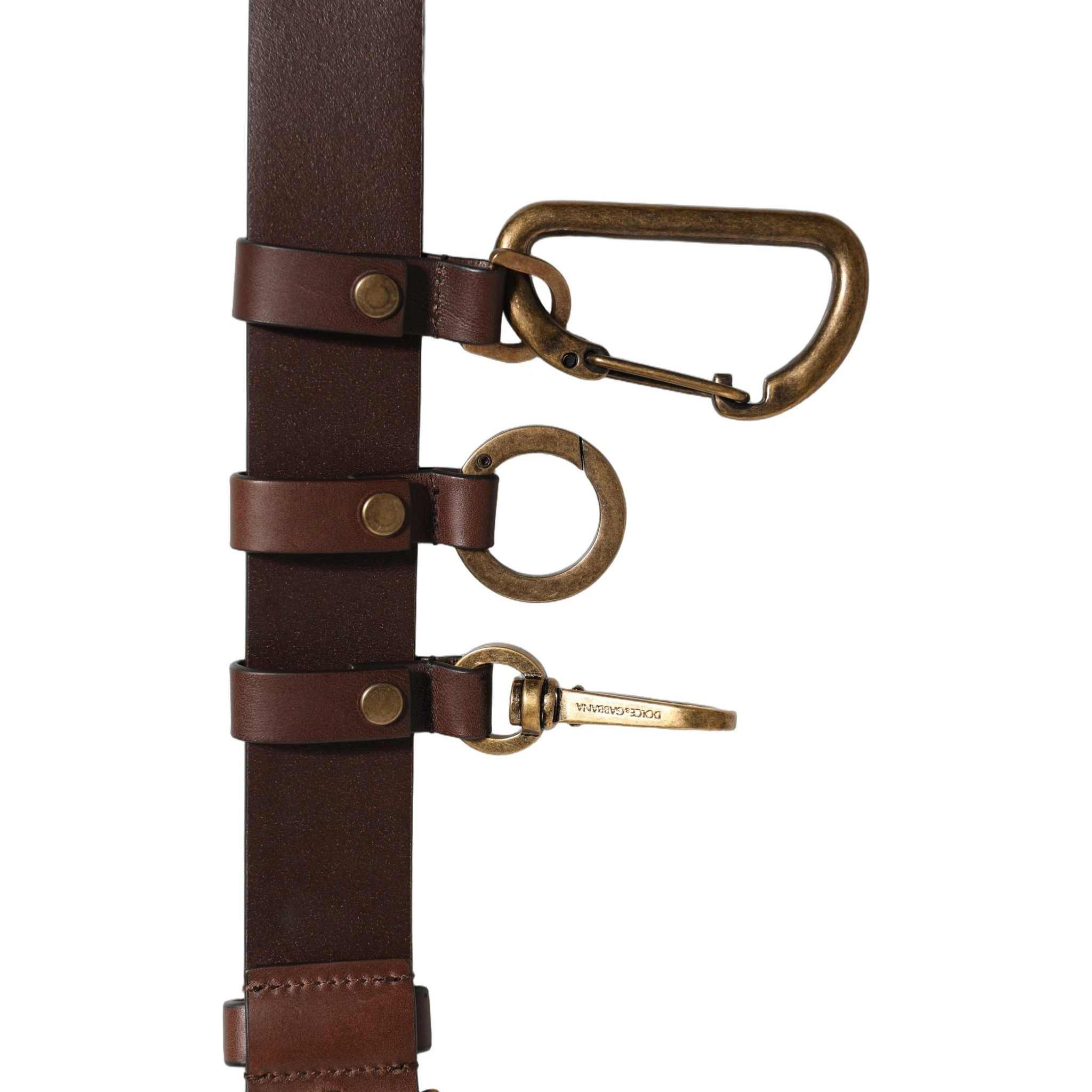 Brown Calfskin Leather Gold Metal Buckle Belt