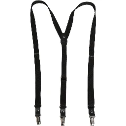 Black Cotton Leather Elastic Y-back Metal Clips Suspender