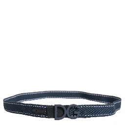 Blue Cotton Canvas DG Logo Metal Buckle Belt
