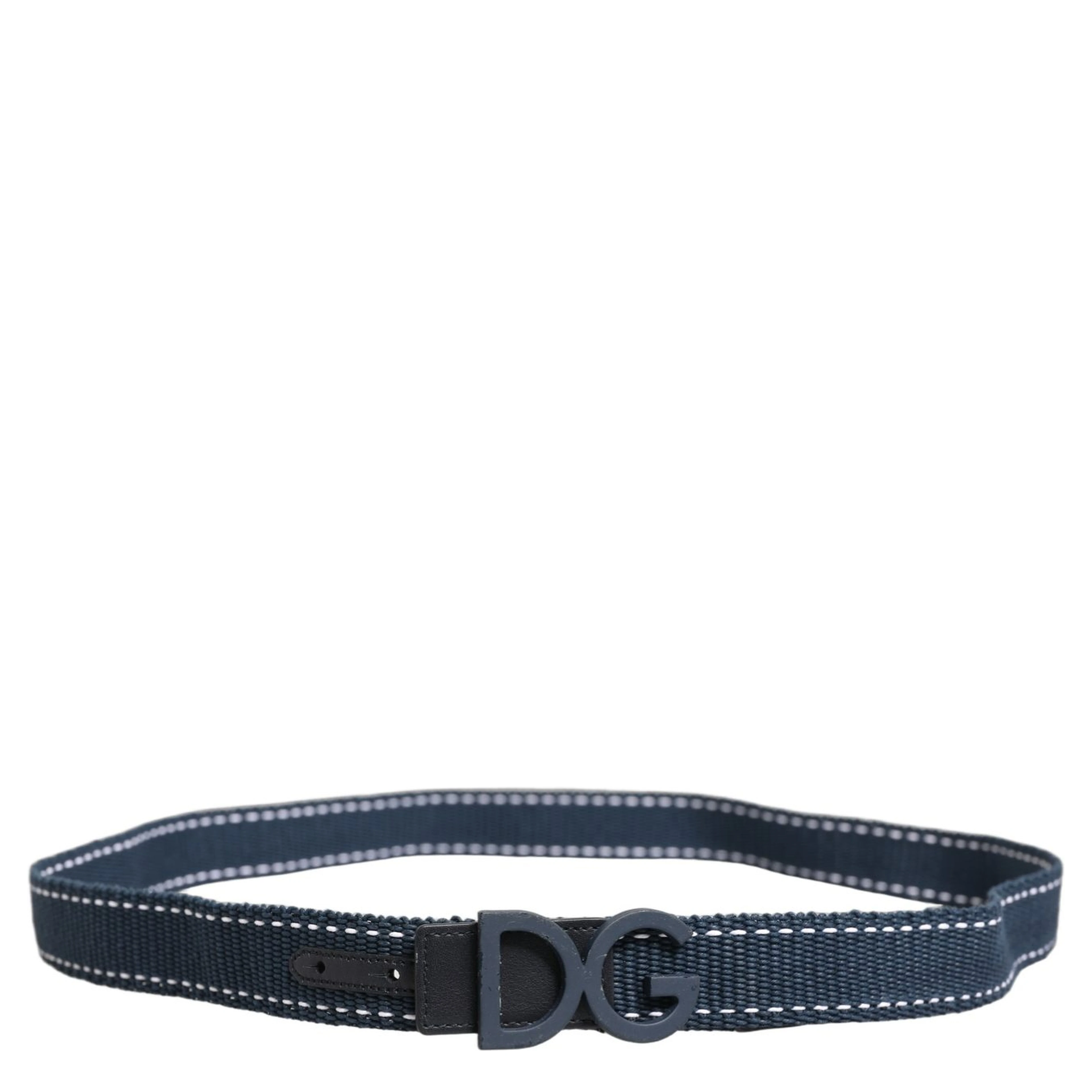 Blue Cotton Canvas DG Logo Metal Buckle Belt
