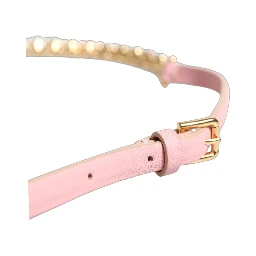 Pink Leather Crystal Chain Embellished Belt