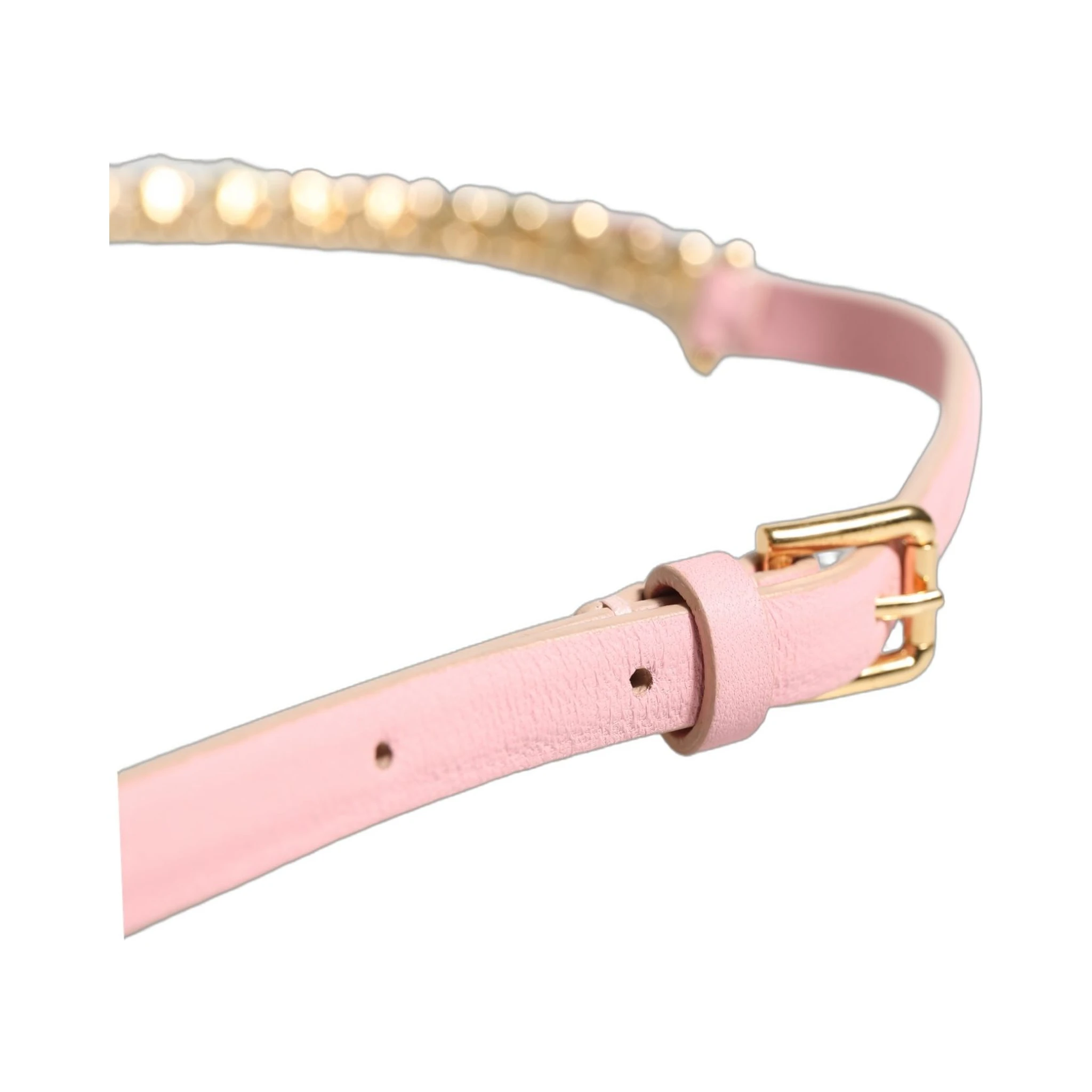 Pink Leather Crystal Chain Embellished Belt