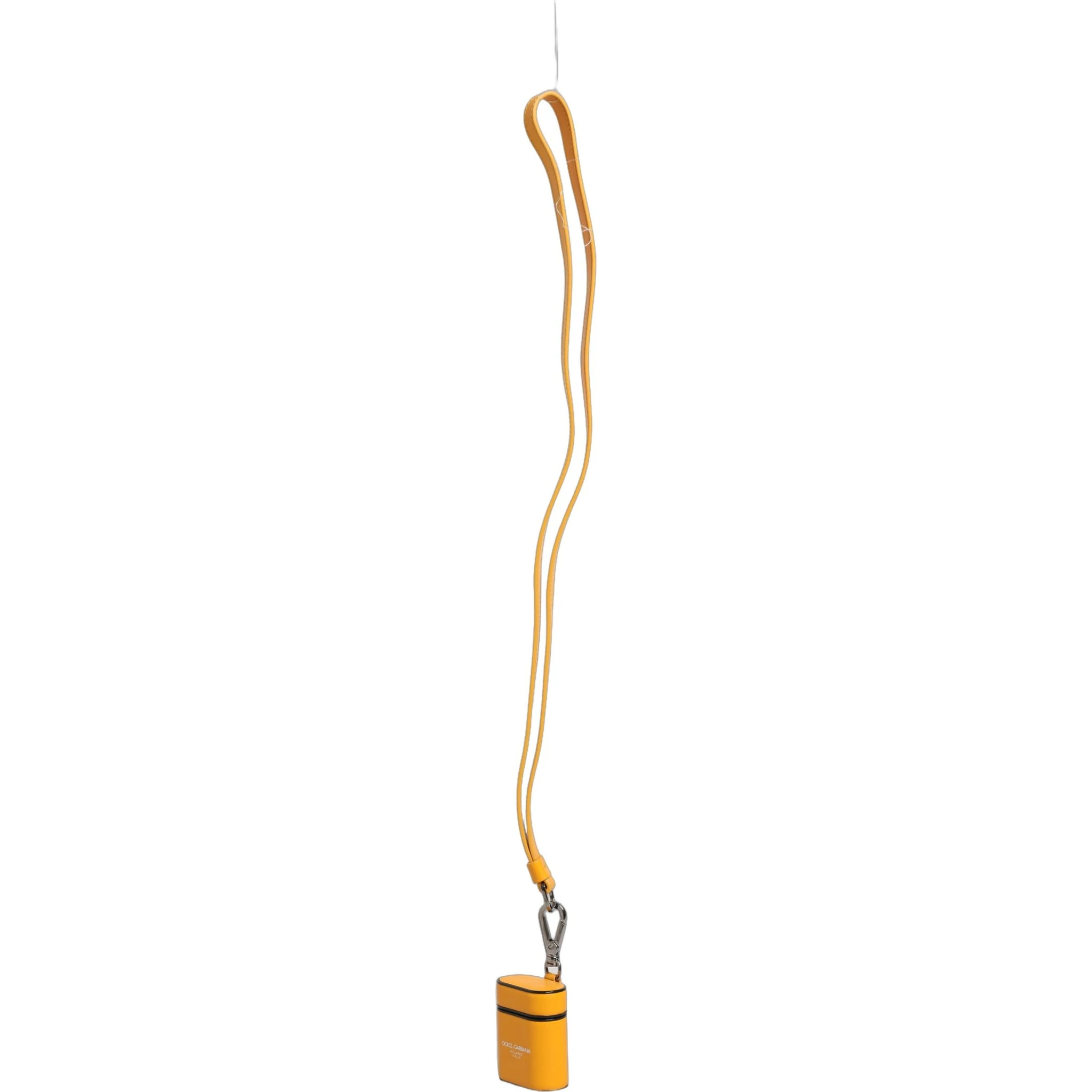 Case Yellow Calf Leather Logo Flip Holder Strap Airpods