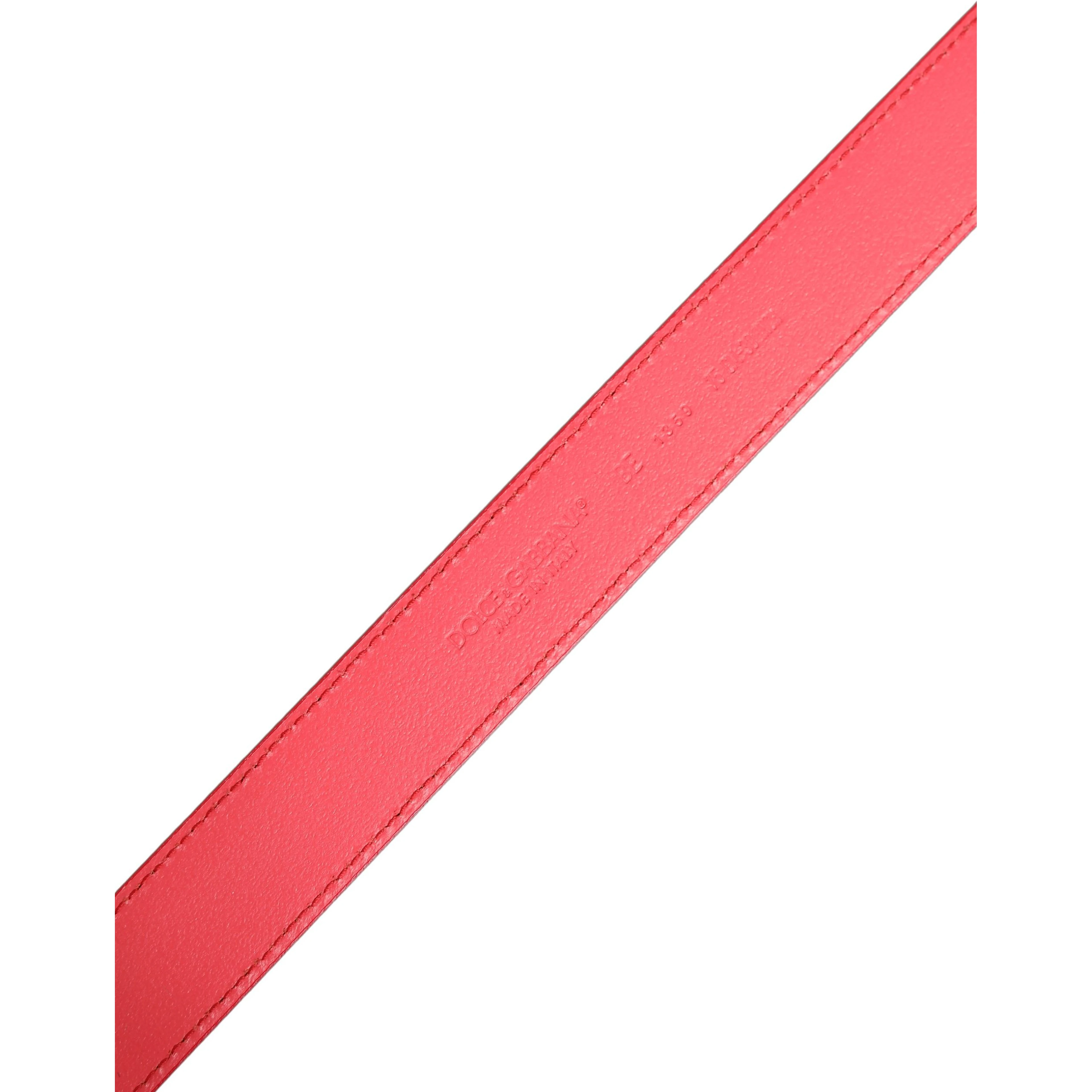 Pink Lambskin Leather Silver Metal Buckle Belt