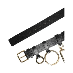 Black Calf Leather Gold Metal Buckle Men Belt