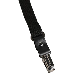Black Cotton Leather Elastic Y-back Metal Clips Suspender