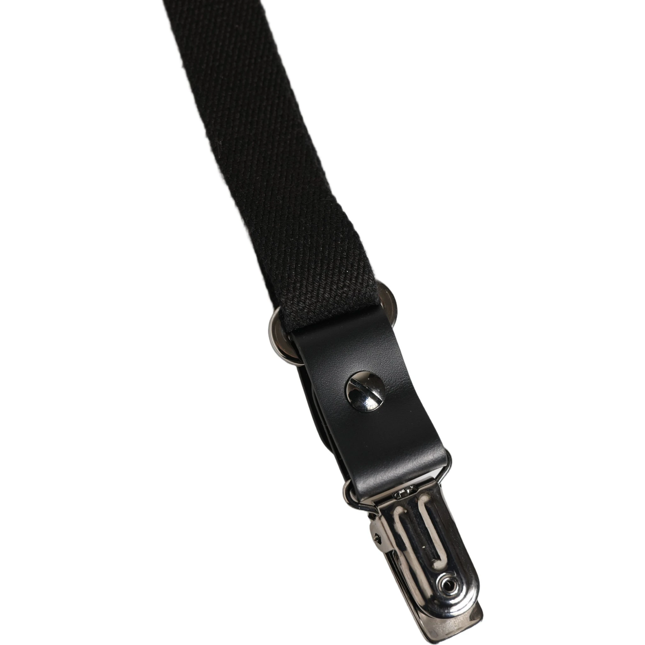 Black Cotton Leather Elastic Y-back Metal Clips Suspender
