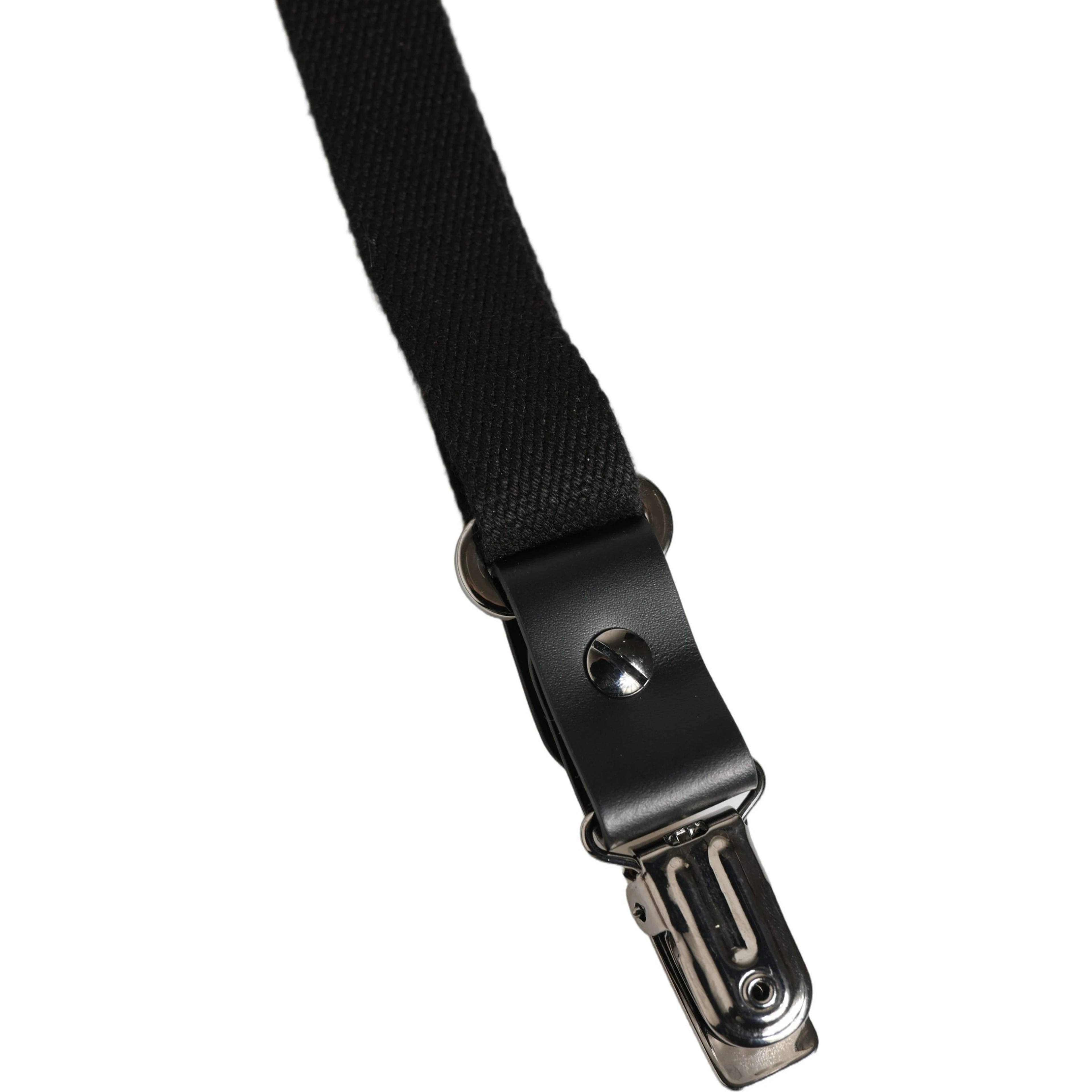 Black Cotton Leather Elastic Y-back Metal Clips Suspender