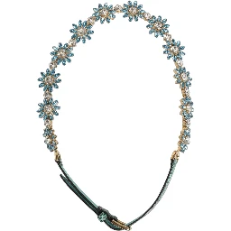 Green Leather Daisy Crystal Embellished Waist Belt