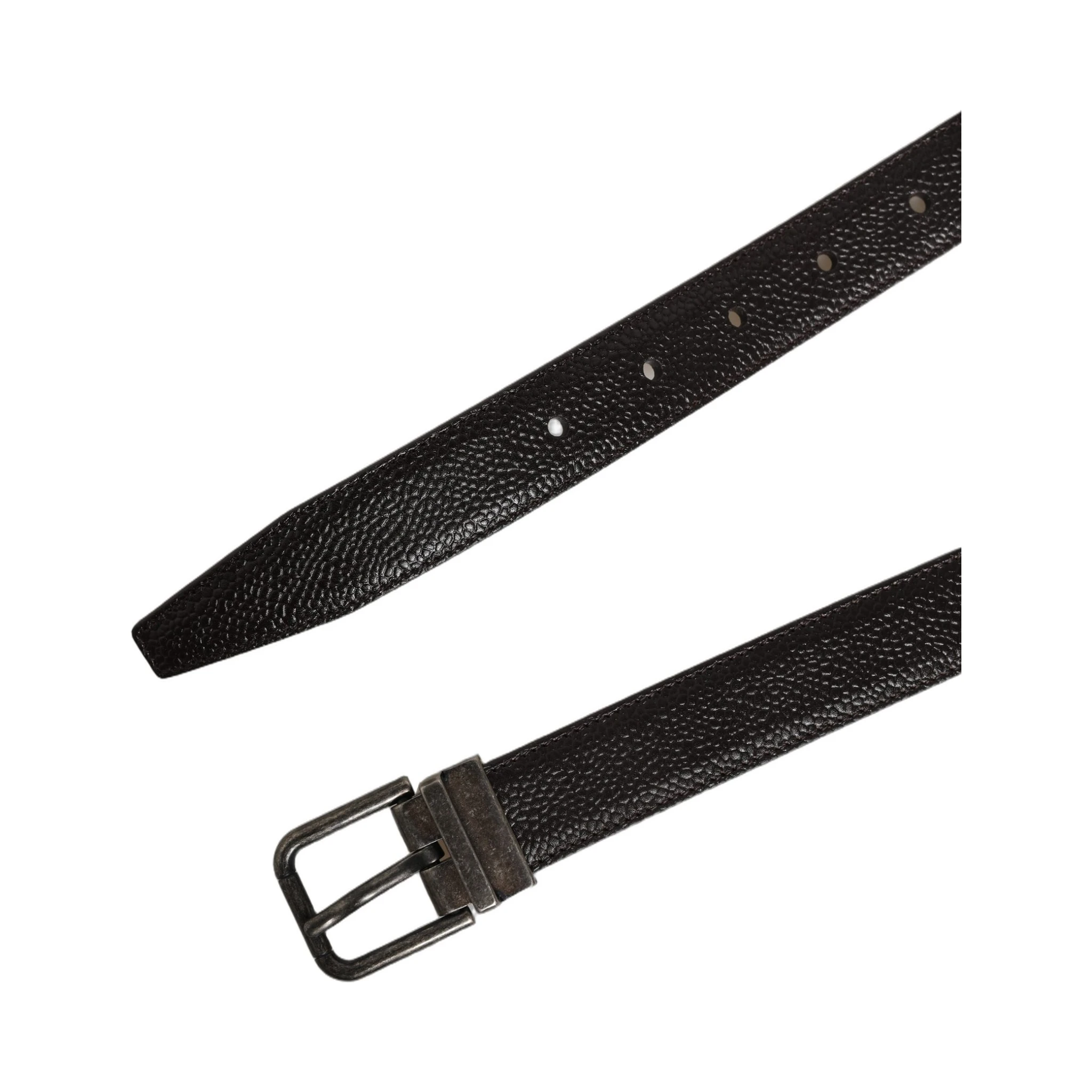 Brown Calf Leather Vintage Style Silver Buckle Belt