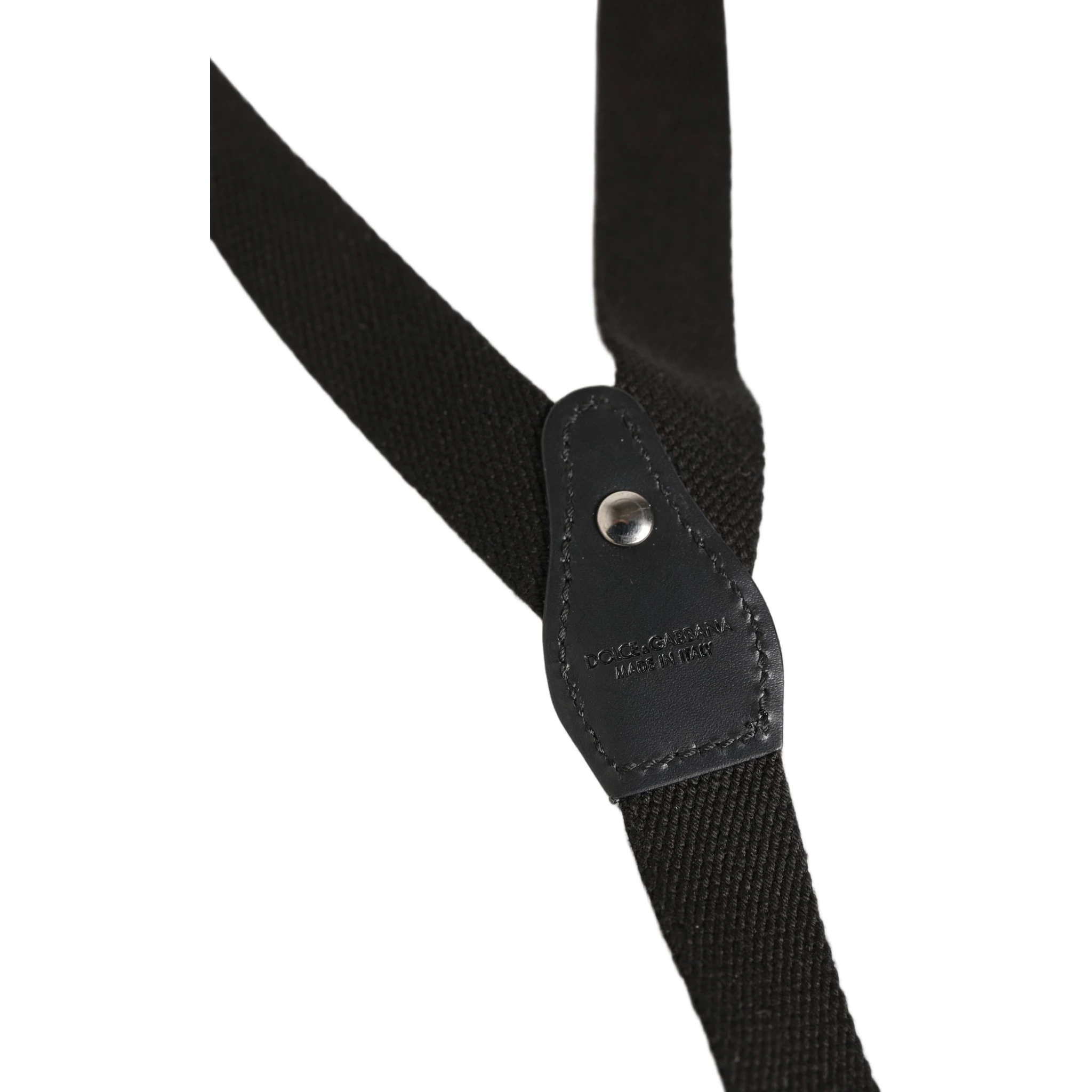 Black Cotton Leather Elastic Y-back Metal Clips Suspender