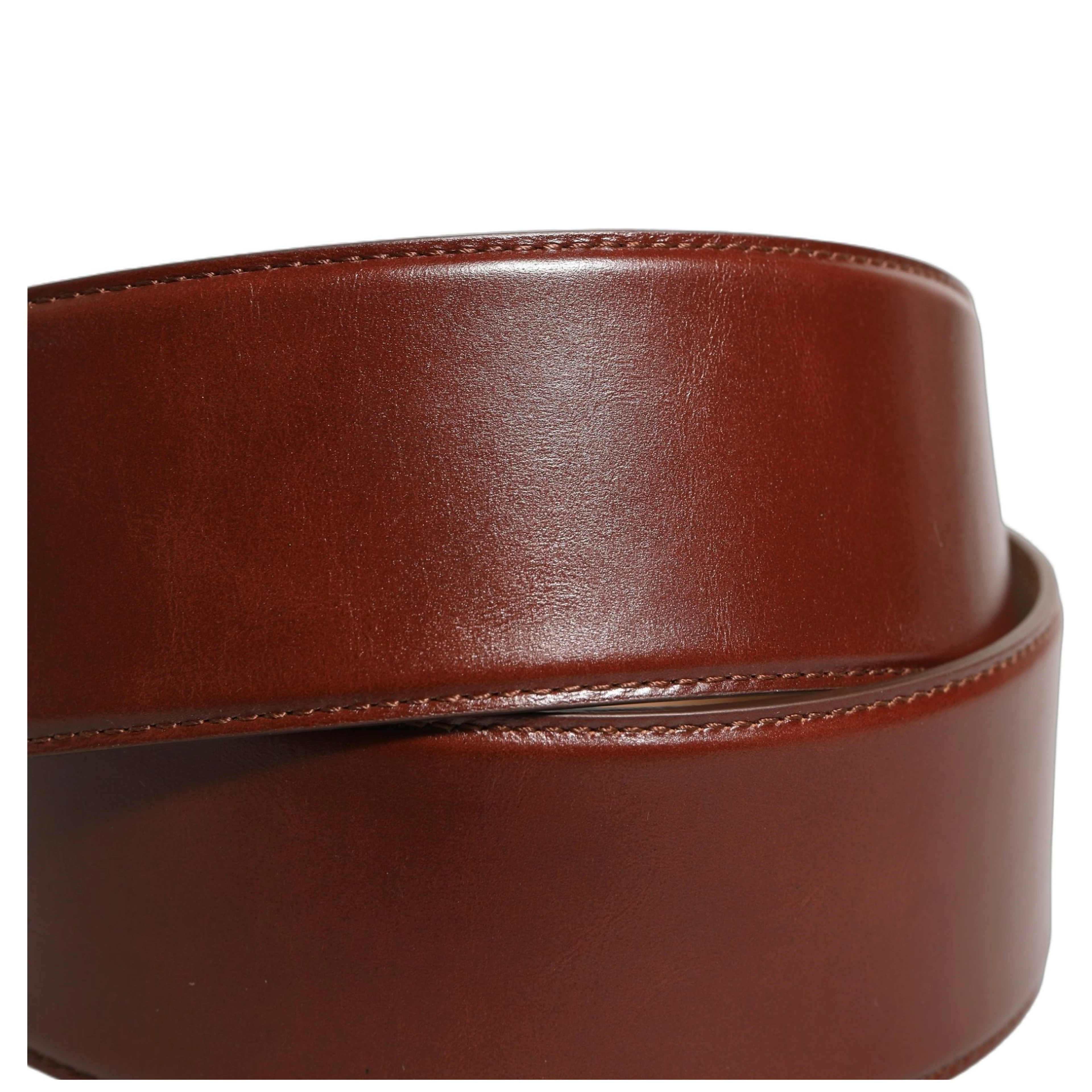Brown Calfskin Leather Gold Metal Buckle Belt