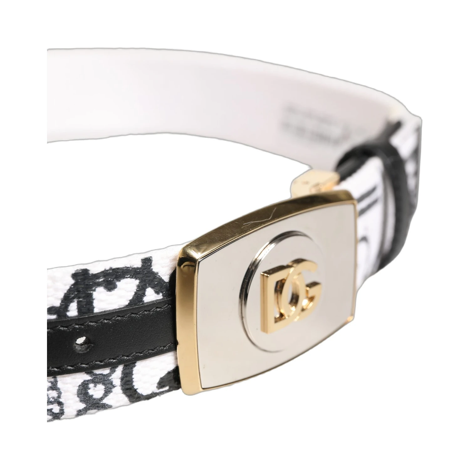 White Graffiti Print Gold Metal Buckle Belt