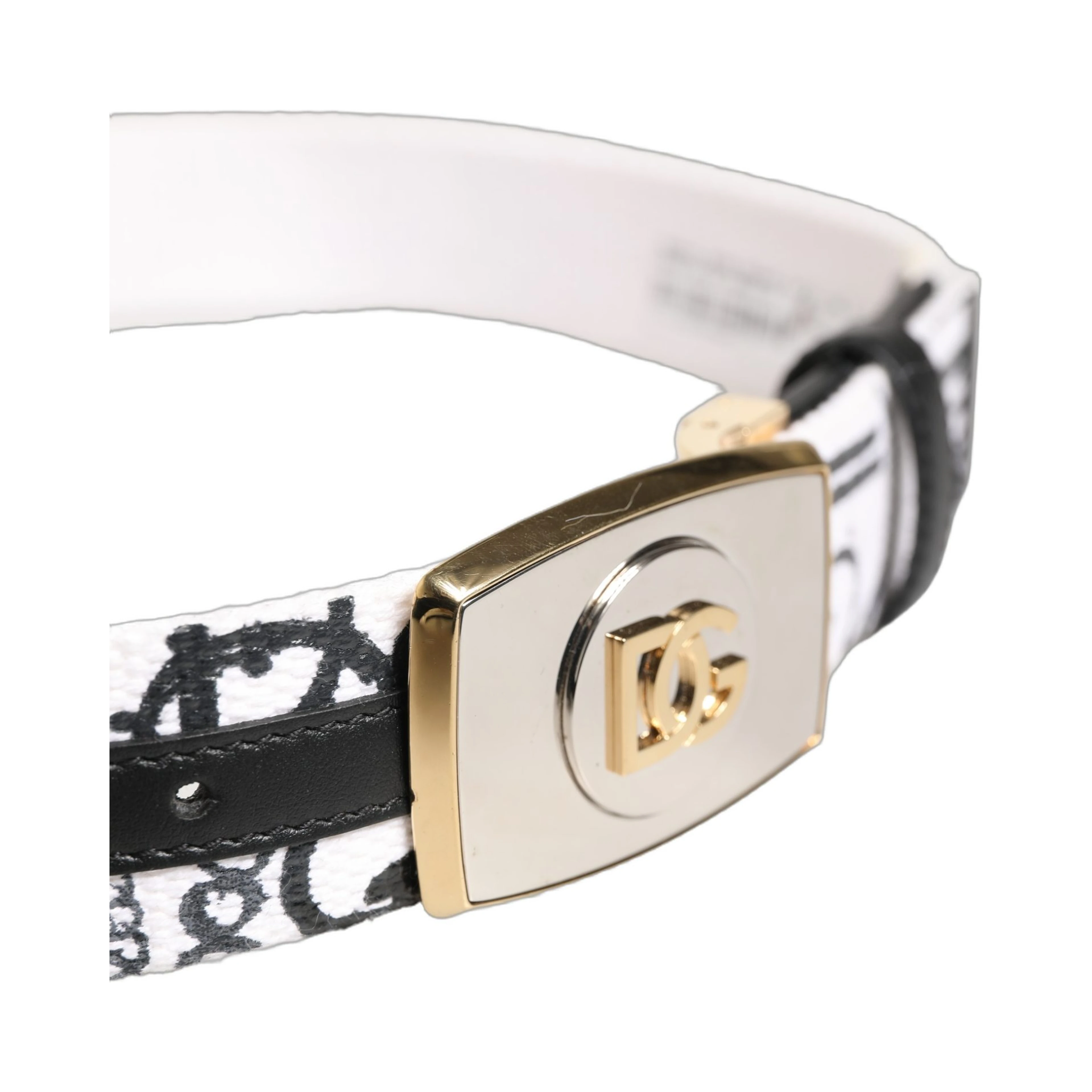 White Graffiti Print Gold Metal Buckle Belt