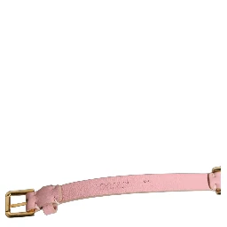 Pink Leather Crystal Chain Embellished Belt