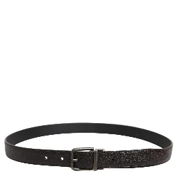 Brown Calf Leather Vintage Style Silver Buckle Belt