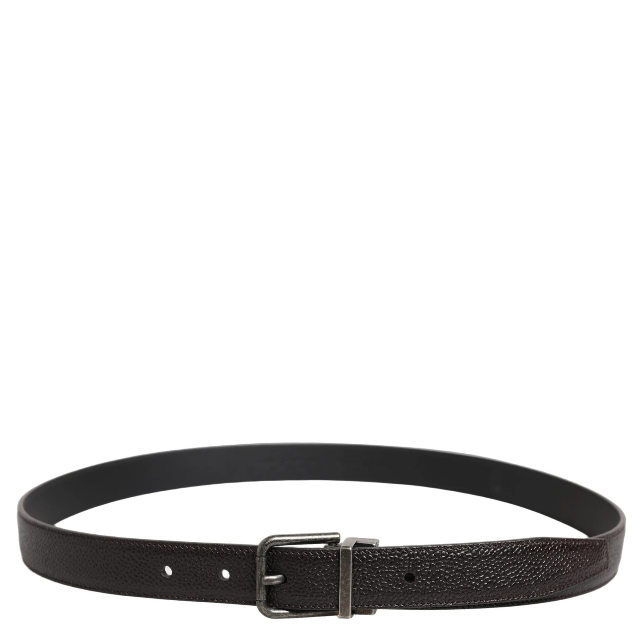 Brown Calf Leather Vintage Style Silver Buckle Belt