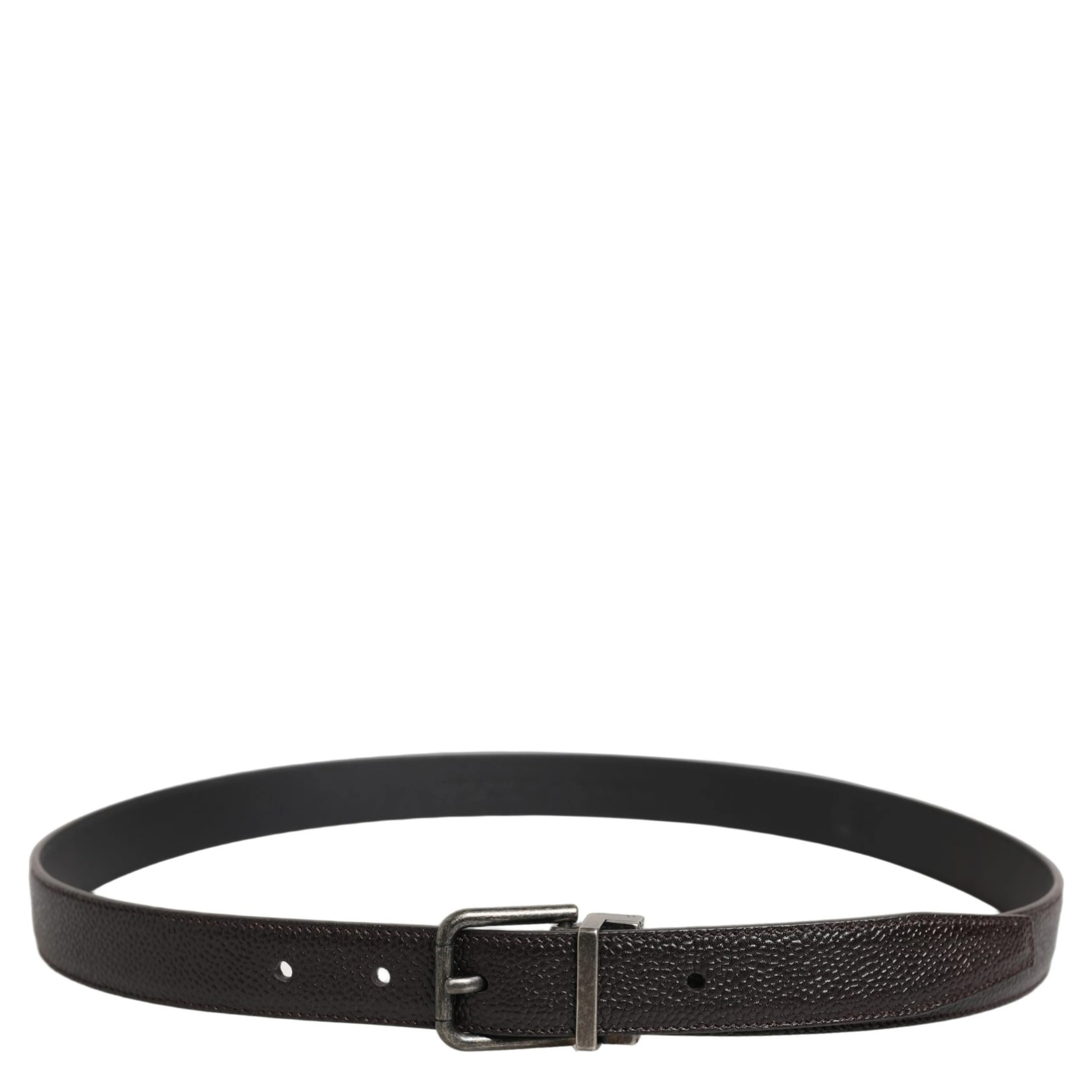 Brown Calf Leather Vintage Style Silver Buckle Belt