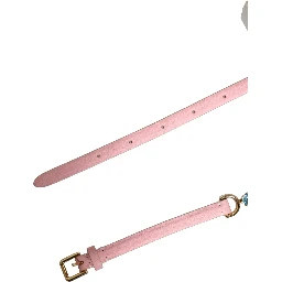 Pink Leather Crystal Chain Embellished Belt