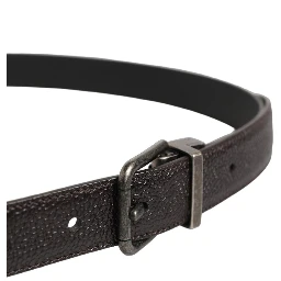 Brown Calf Leather Vintage Style Silver Buckle Belt