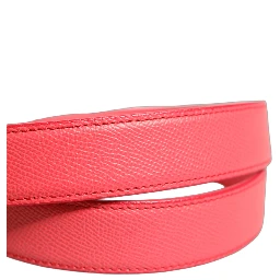 Pink Lambskin Leather Silver Metal Buckle Belt