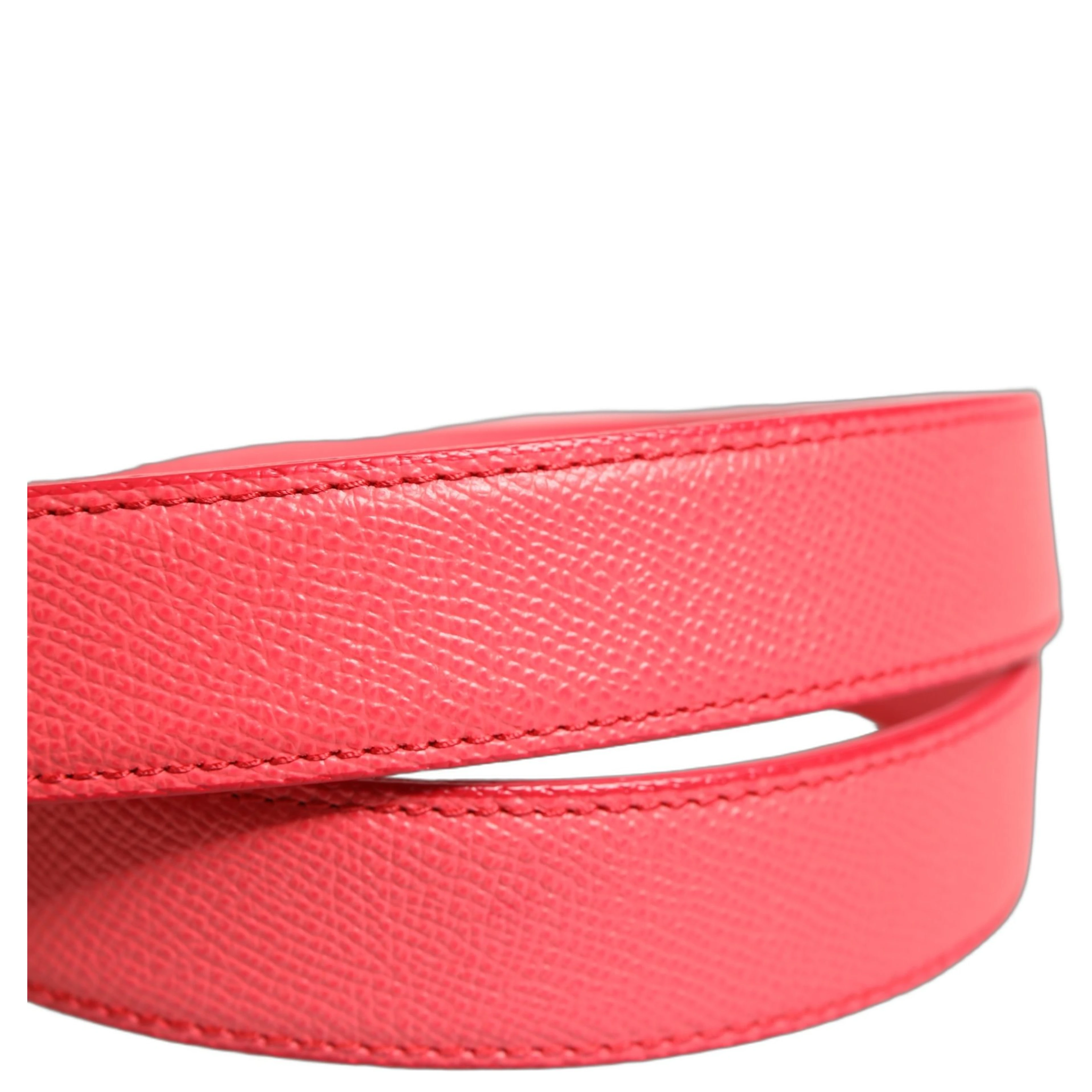 Pink Lambskin Leather Silver Metal Buckle Belt