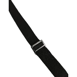 Black Cotton Leather Elastic Y-back Metal Clips Suspender