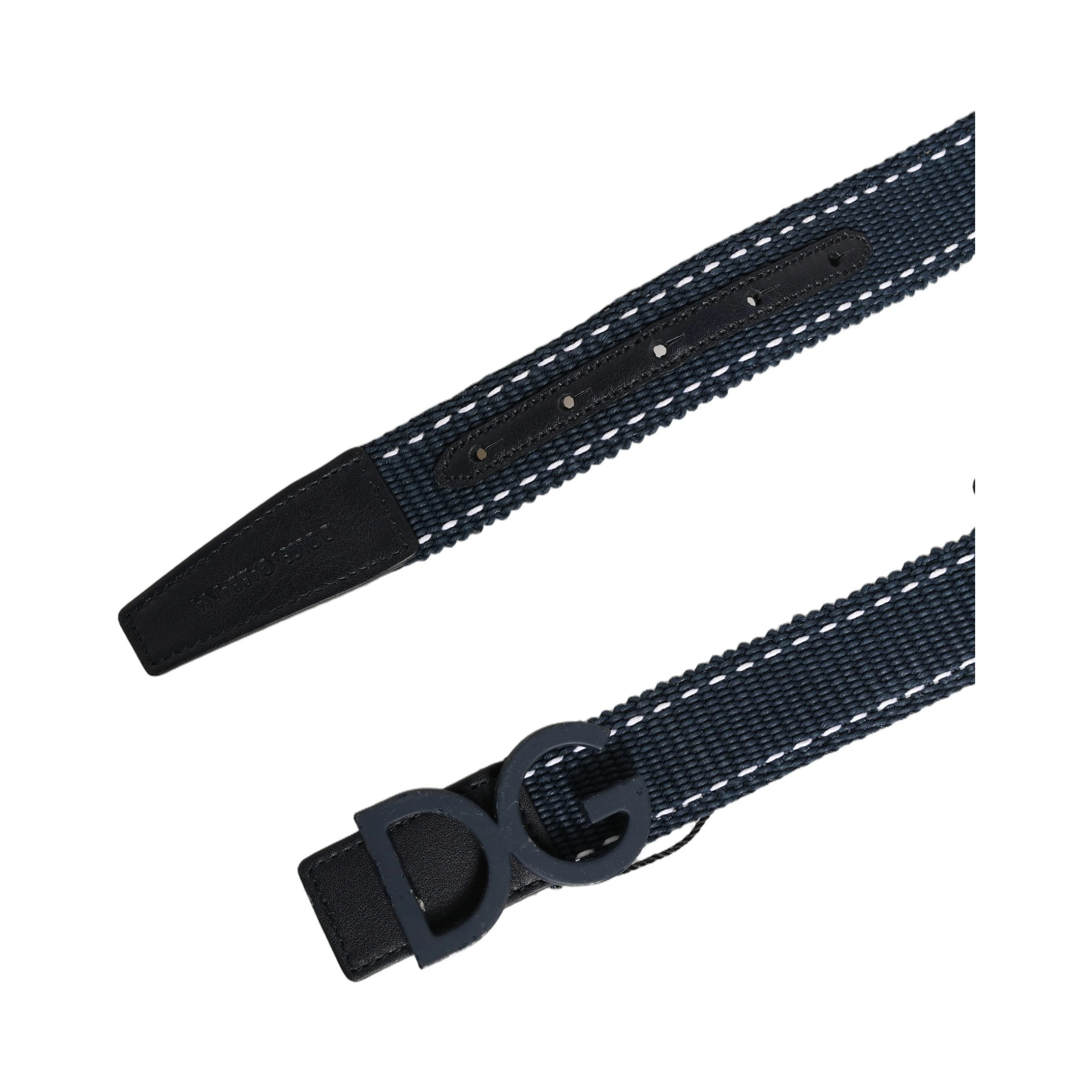 Blue Cotton Canvas DG Logo Metal Buckle Belt