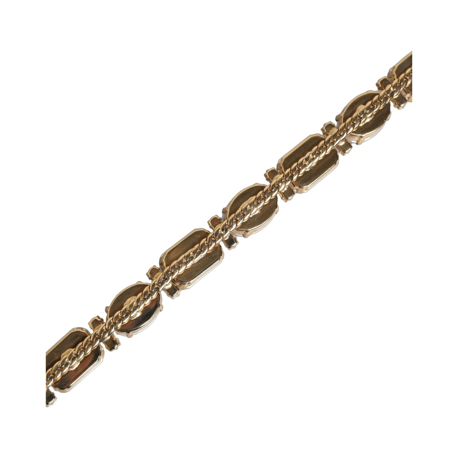 Blue Leather Crystal Chain Embellished Belt