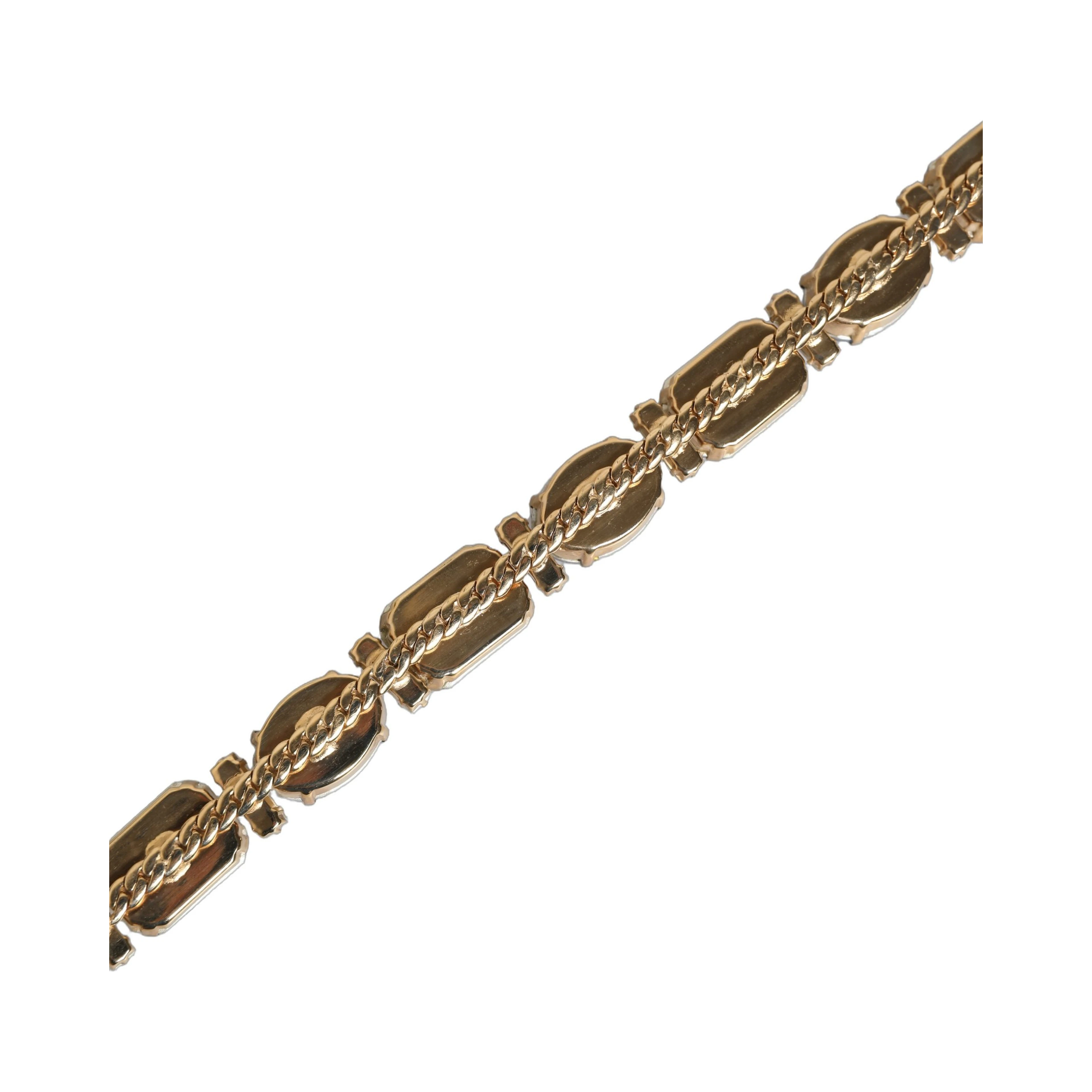 Blue Leather Crystal Chain Embellished Belt