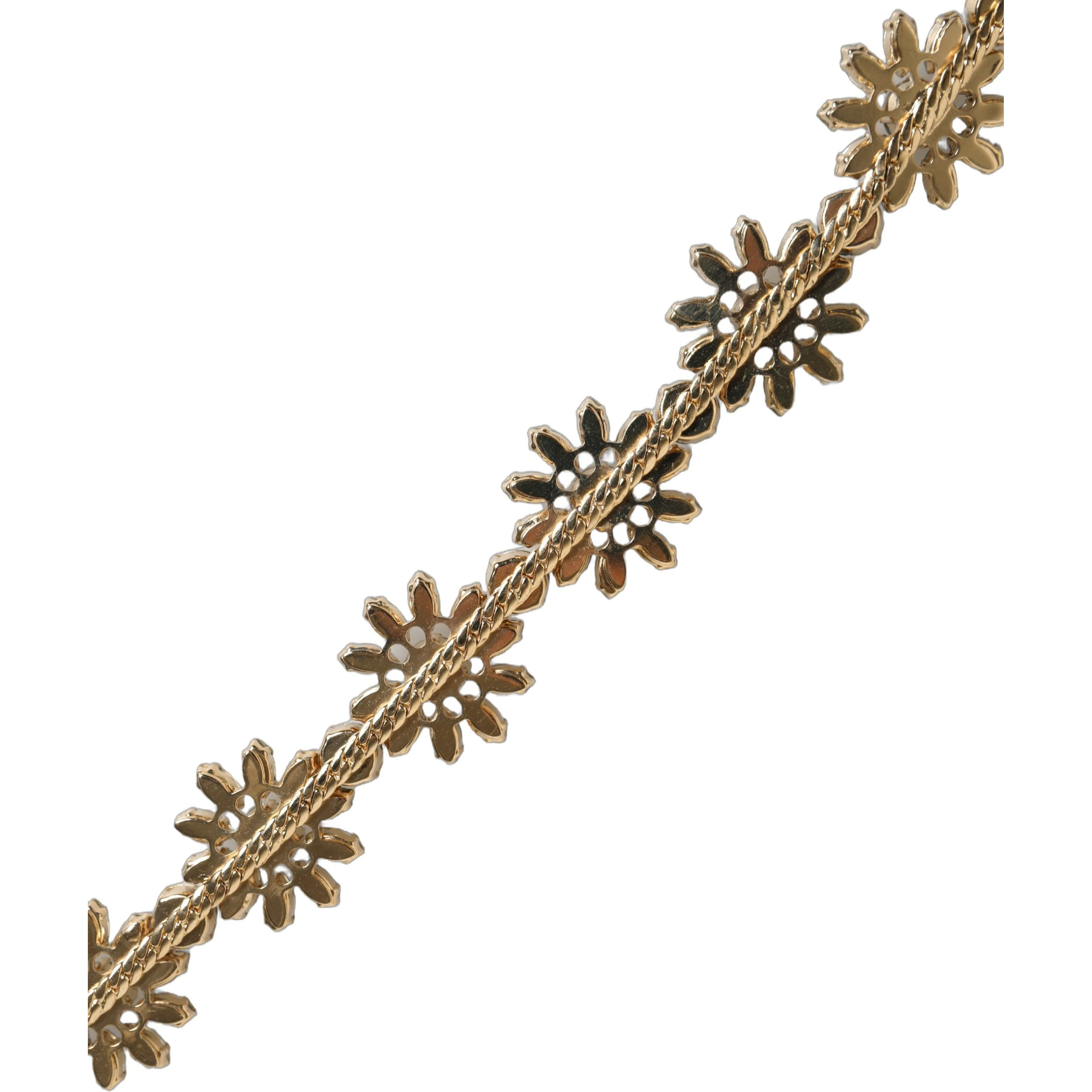 Green Leather Daisy Crystal Embellished Waist Belt
