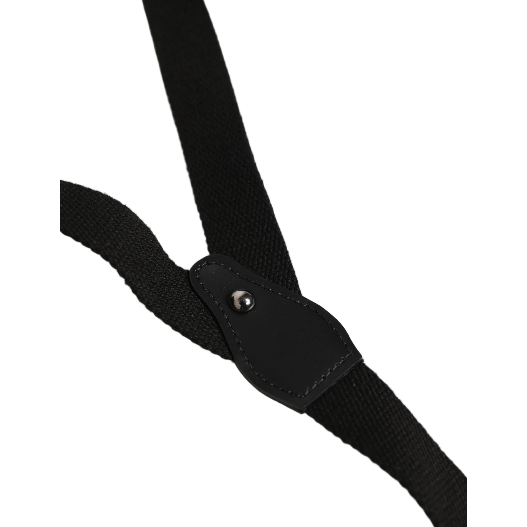 Black Cotton Leather Elastic Y-back Metal Clips Suspender