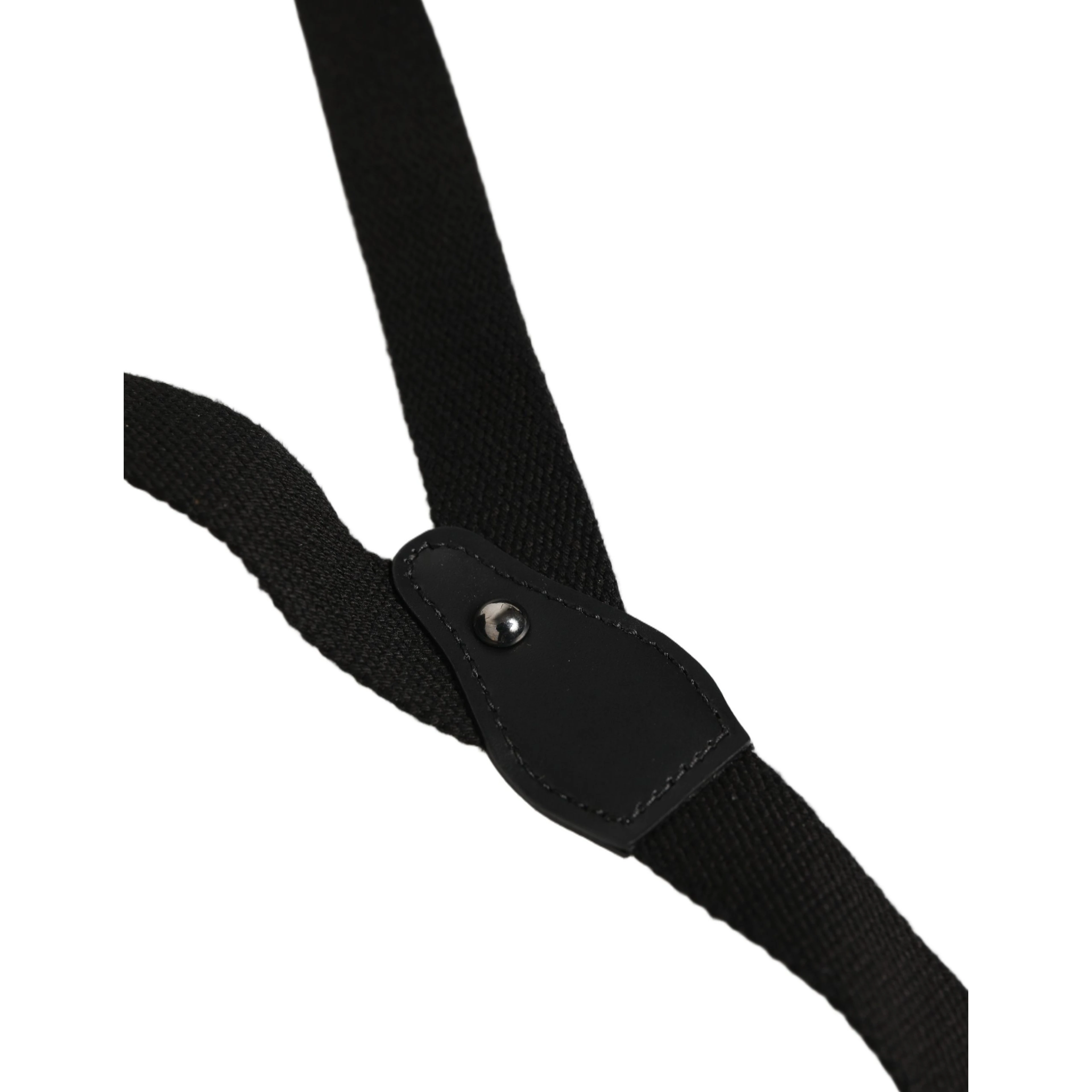 Black Cotton Leather Elastic Y-back Metal Clips Suspender