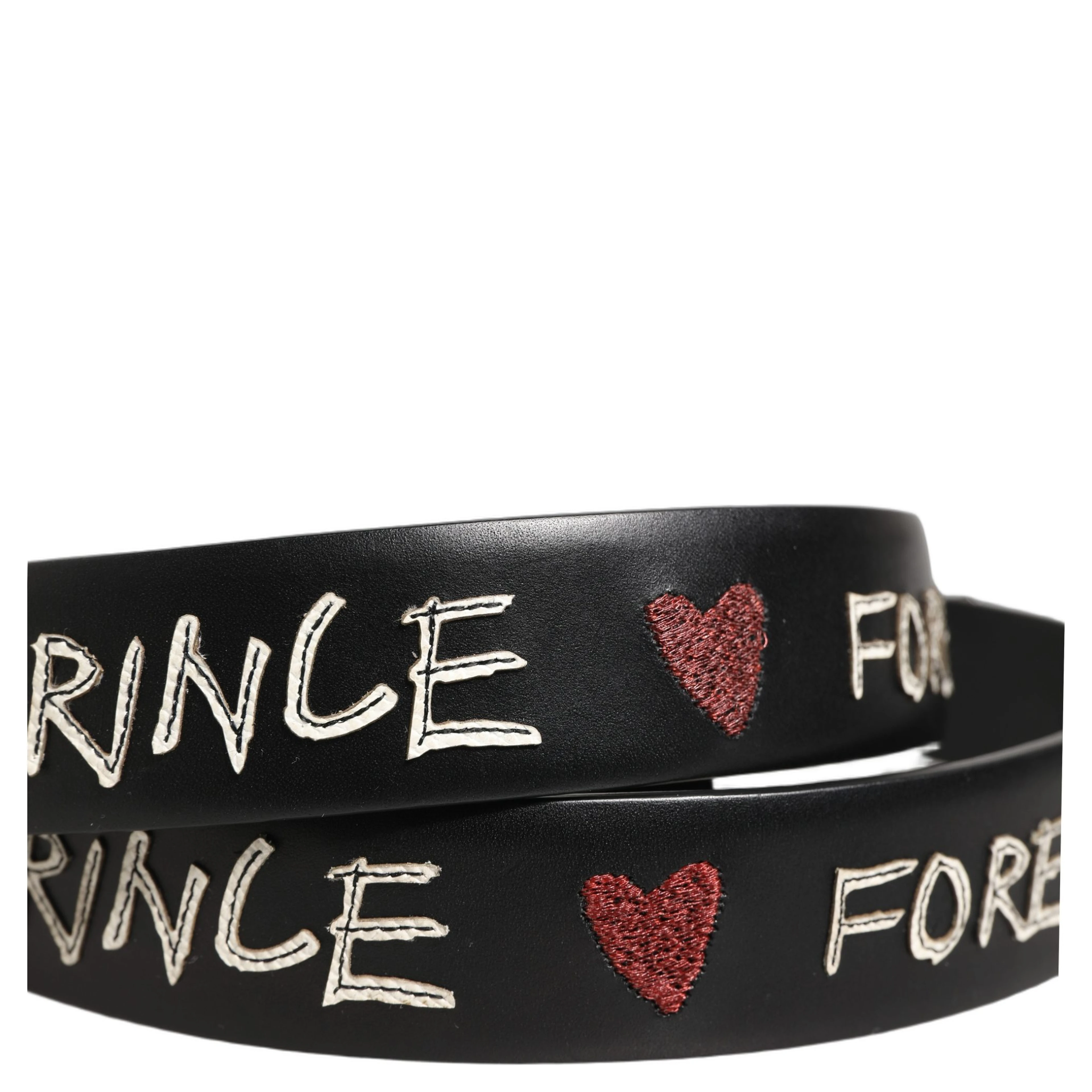Black Leather Prince Crown Logo Buckle Belt