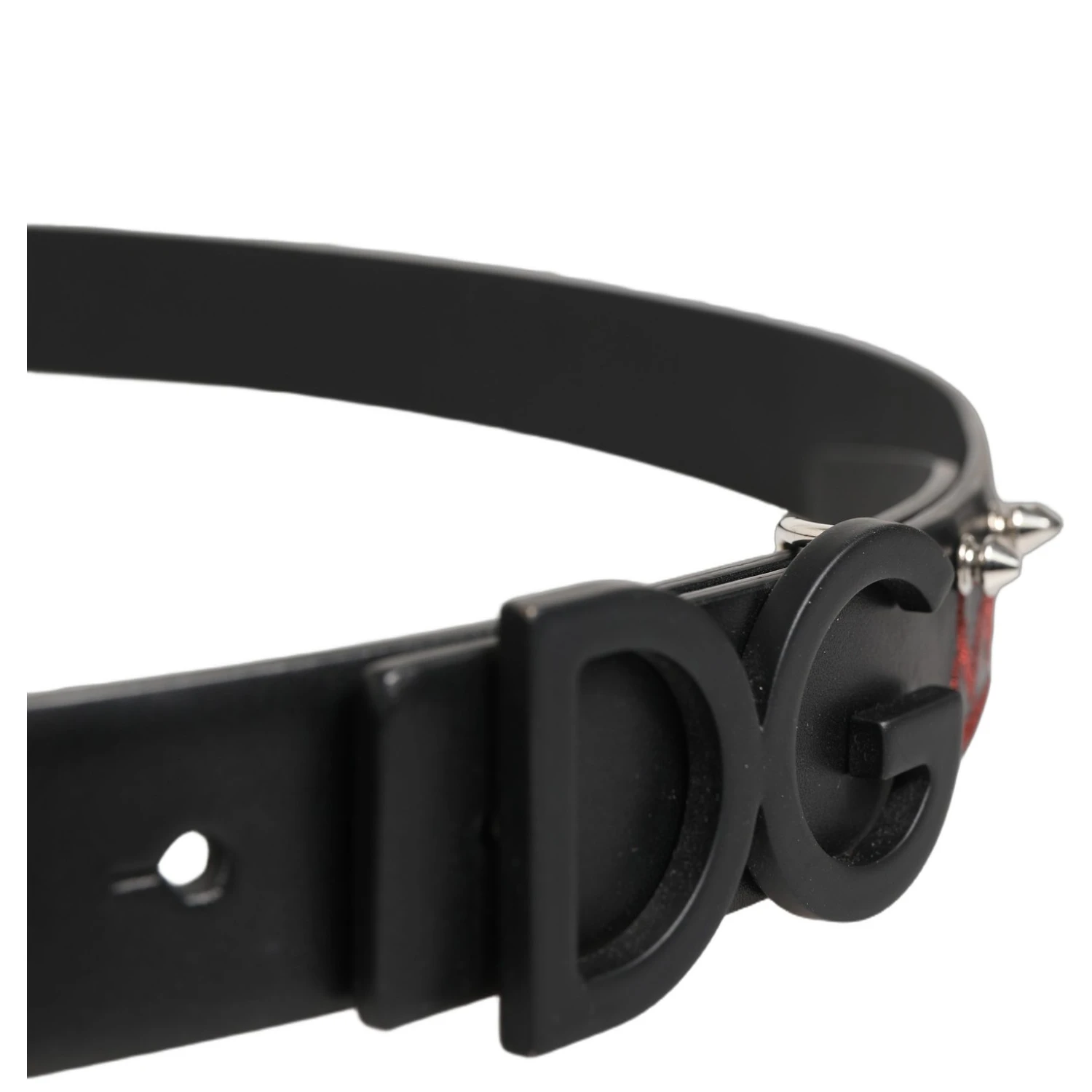 Black Leather Prince Crown Logo Buckle Belt