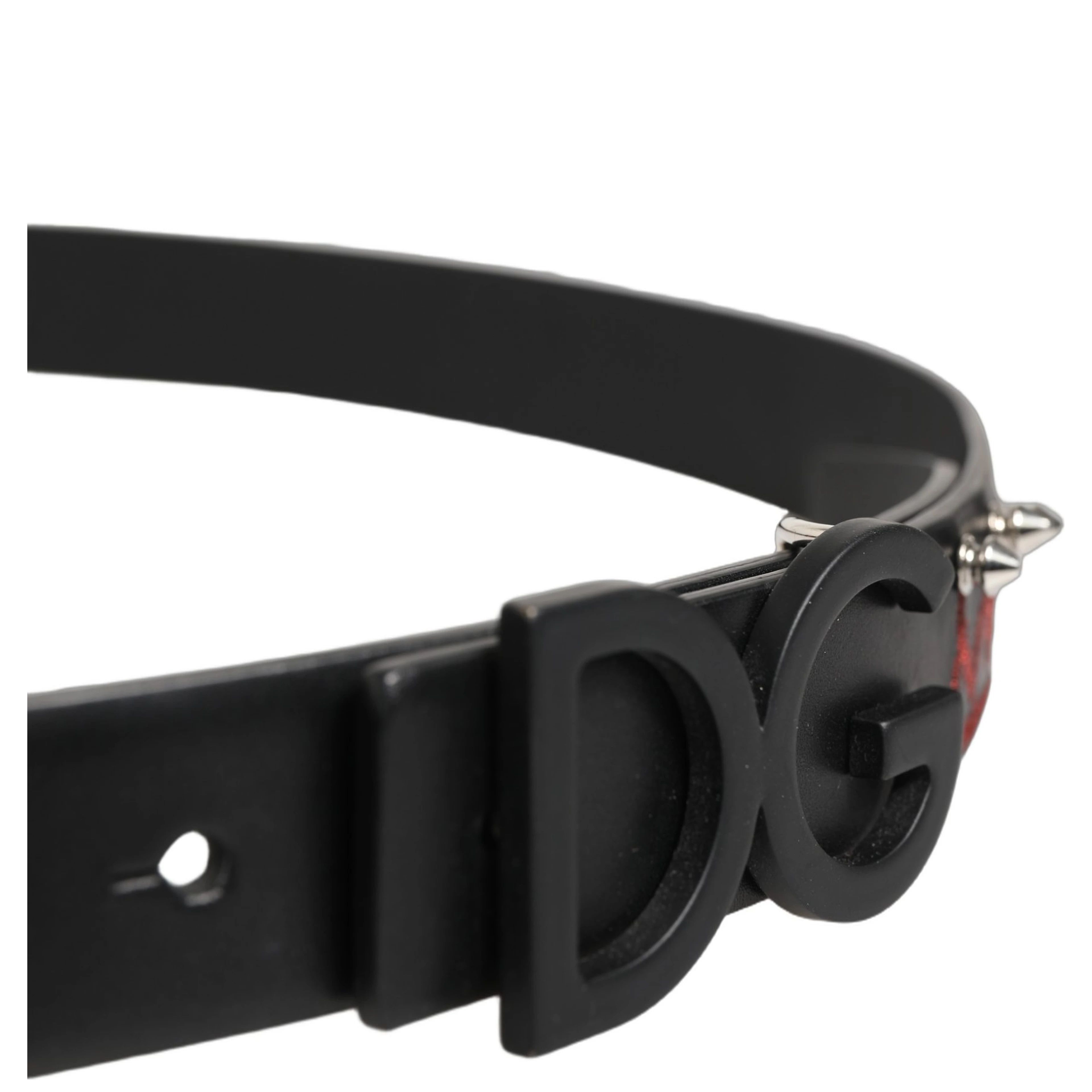 Black Leather Prince Crown Logo Buckle Belt
