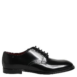 Black Calfskin Leather Derby Men Dress Shoes