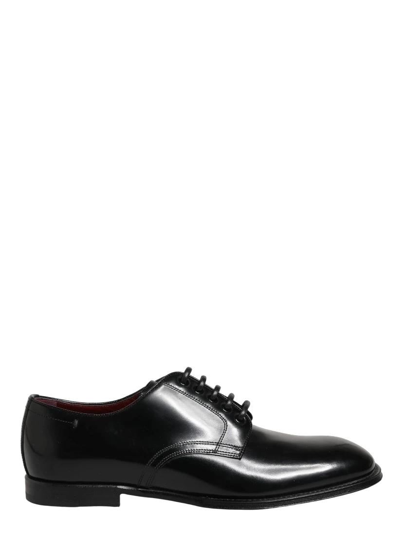 Black Calfskin Leather Derby Men Dress Shoes