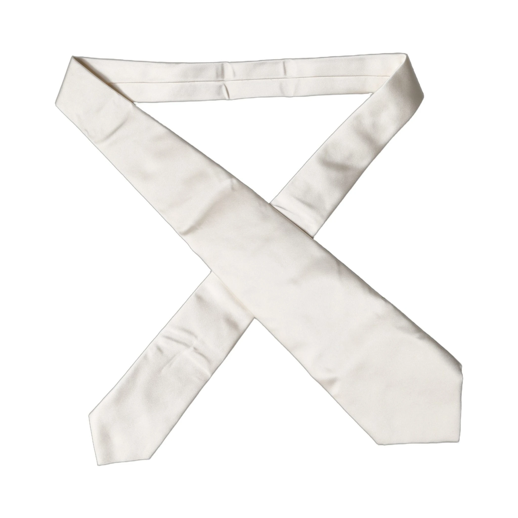 Off White Solid Silk Adjustable Women Tied Necktie Tie