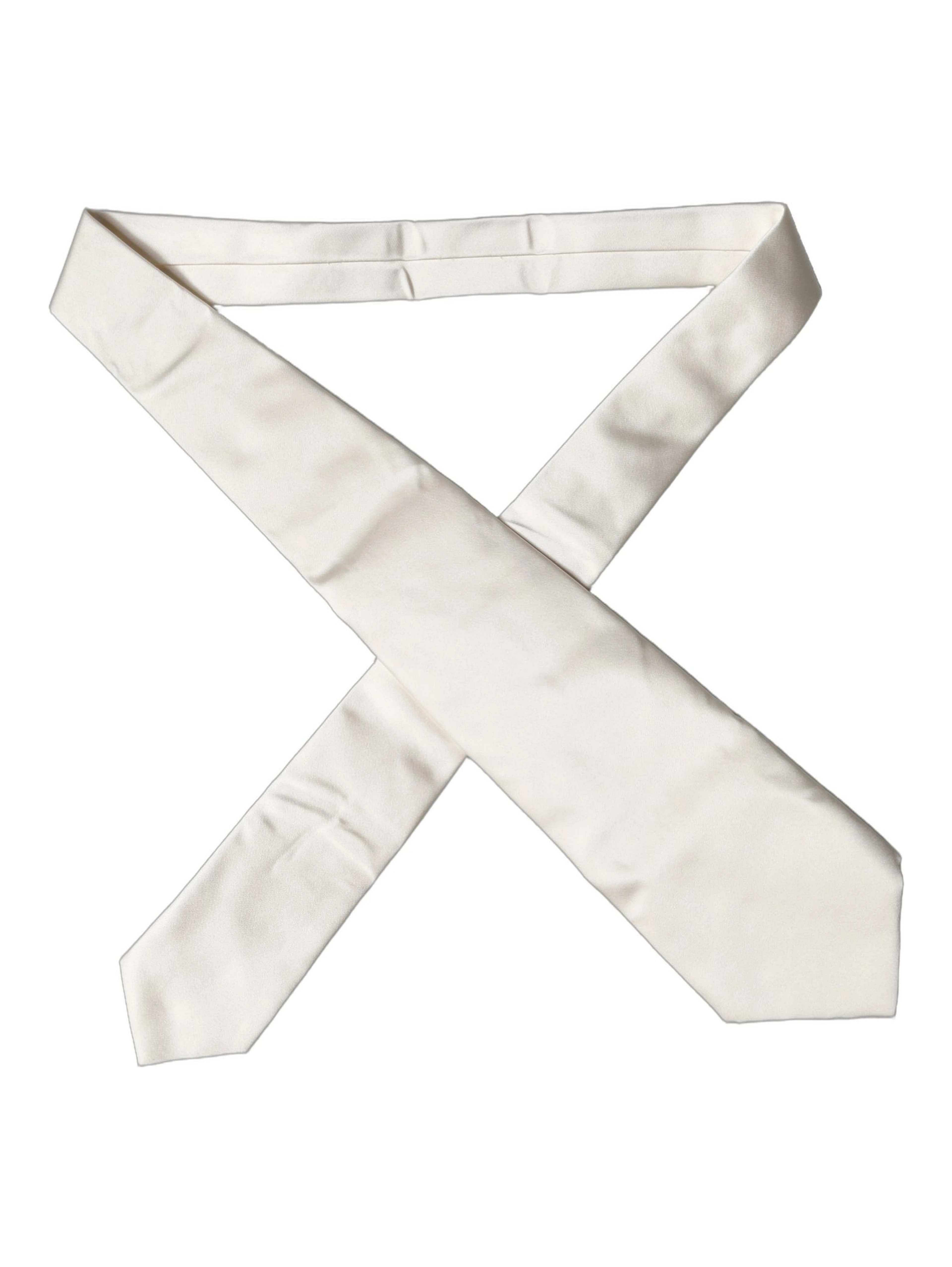 Off White Solid Silk Adjustable Women Tied Necktie Tie