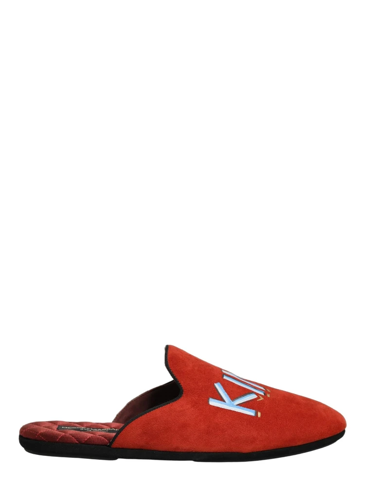 Red Suede DG King Men House Slipper Shoes