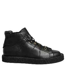 Black Leather Lace Up Men Ankle Boots Shoes