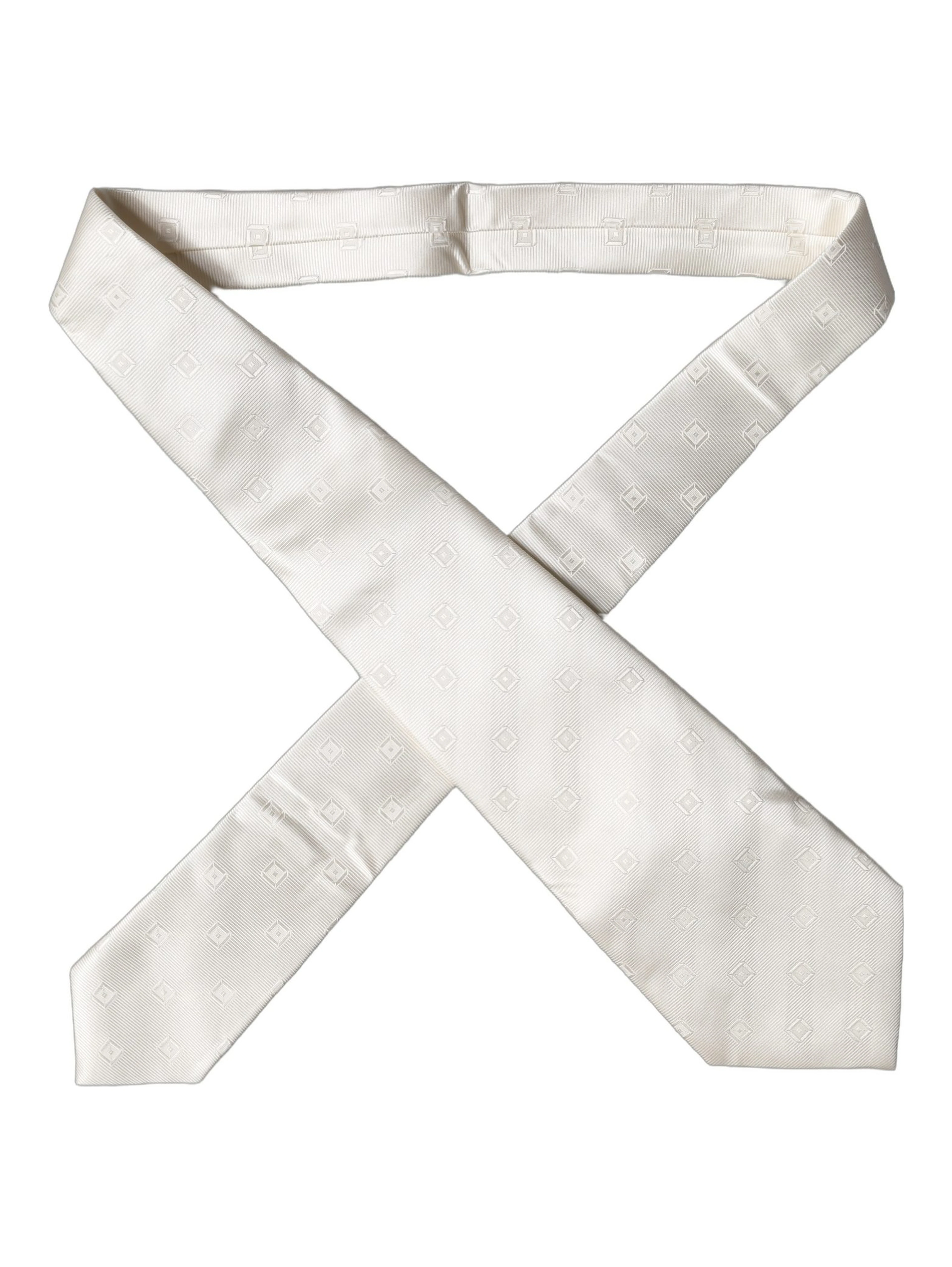 Off White Geometric Silk Adjustable Women Necktie Tie
