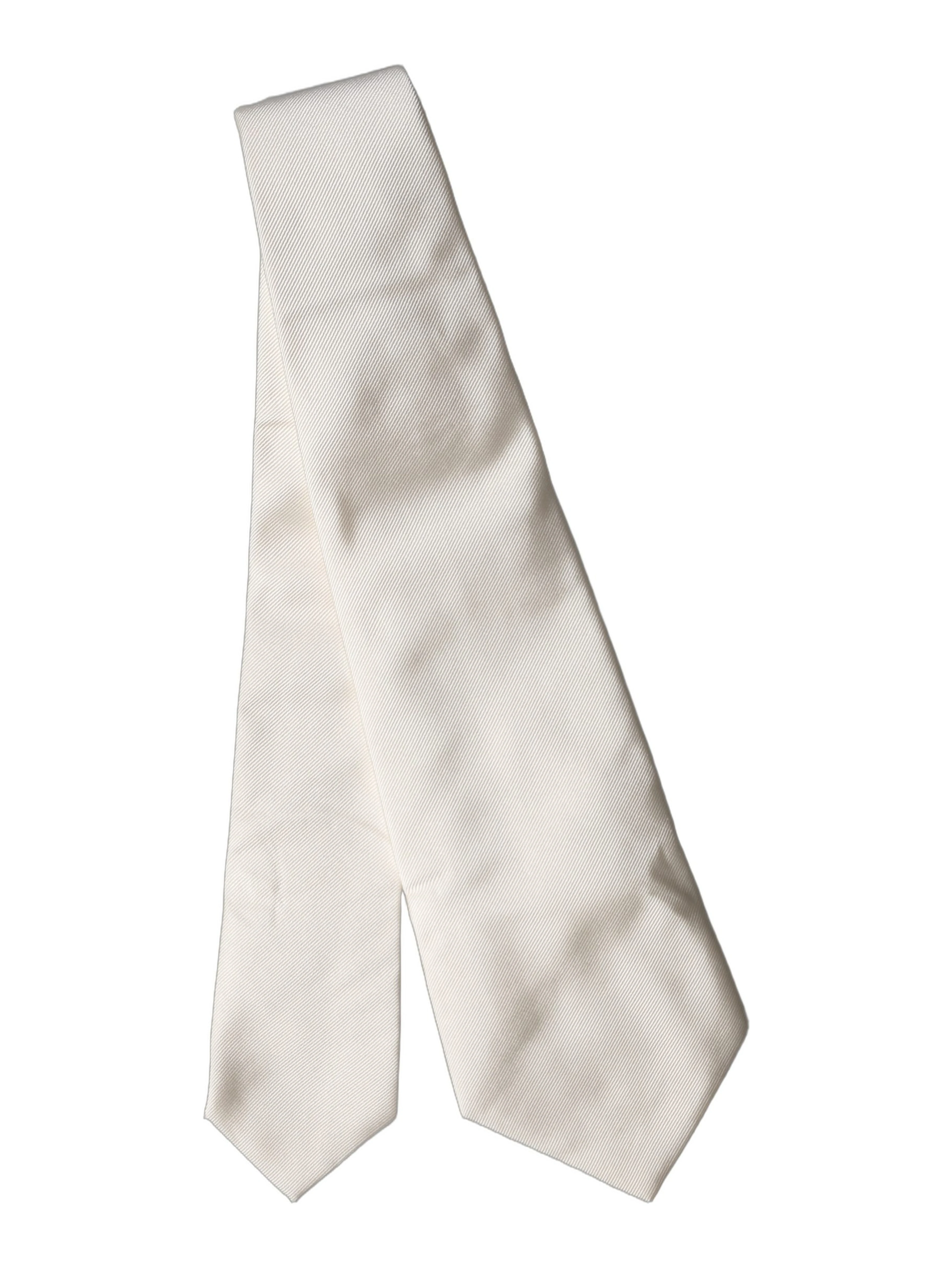 Off White Solid Silk Adjustable Women Tied Necktie Tie