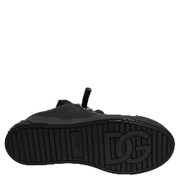 Black Leather Low Top Portofino Sneakers Shoes
